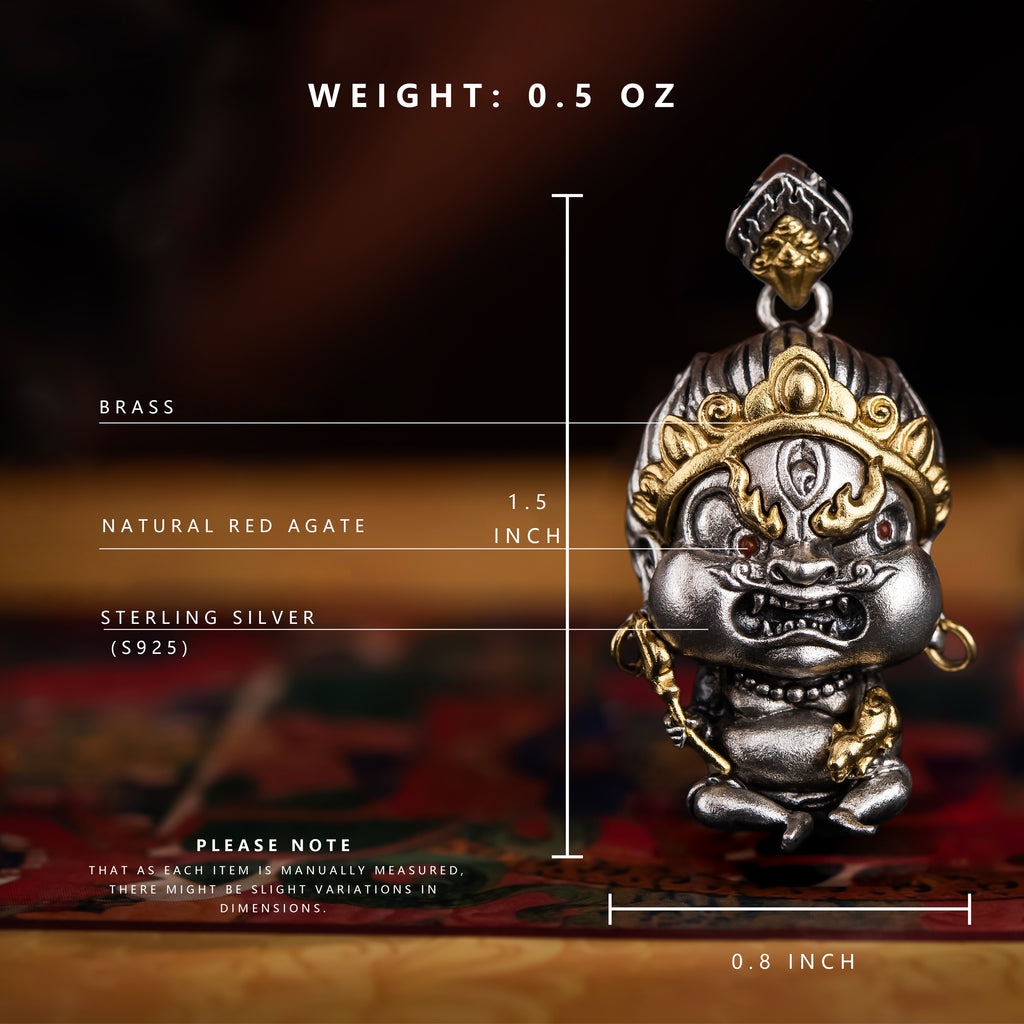 08#  Beacon of Ethical Wealth | Artisan-Crafted White Jambhala Pendant with Copper Detail