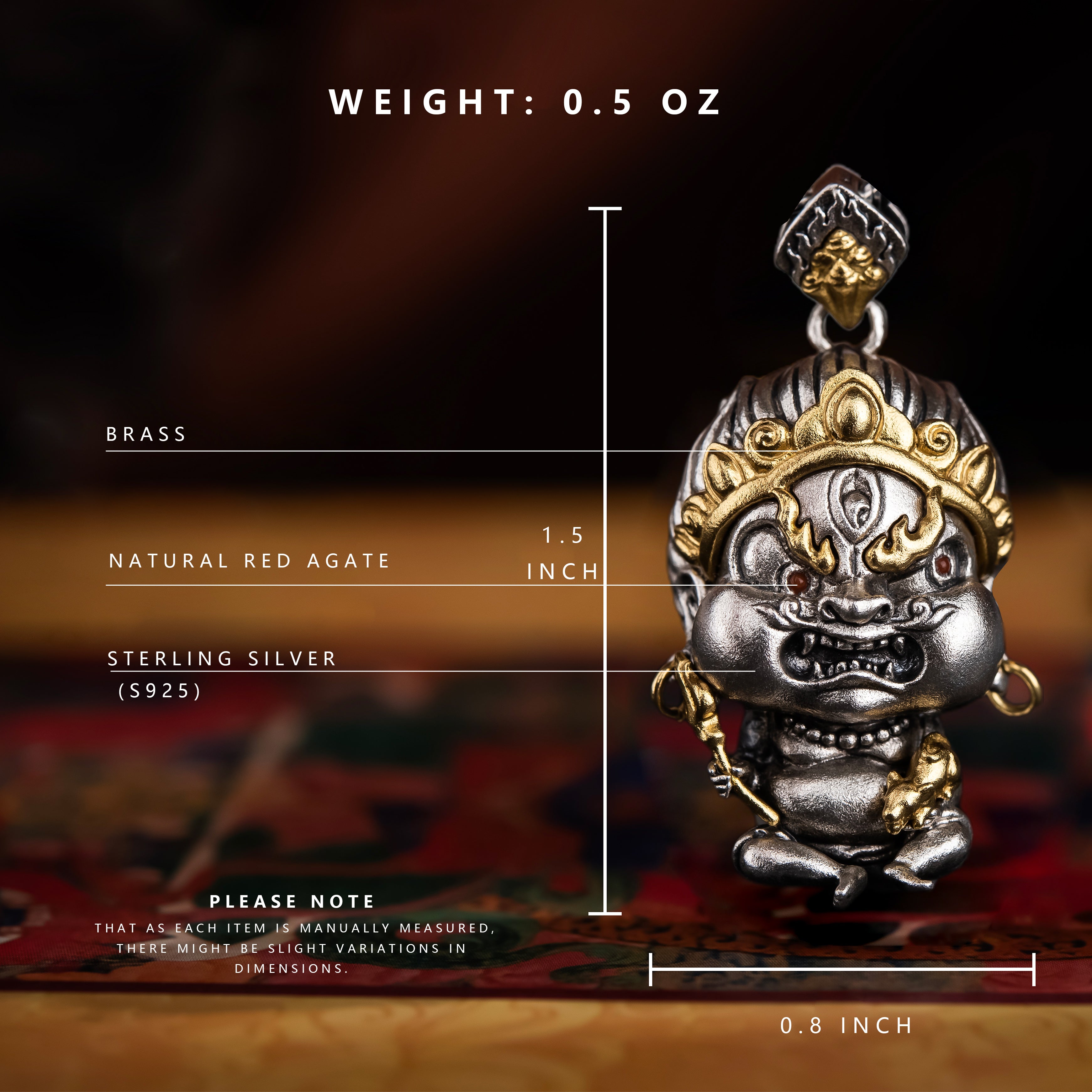 08#  Beacon of Ethical Wealth | Artisan-Crafted White Jambhala Pendant with Copper Detail