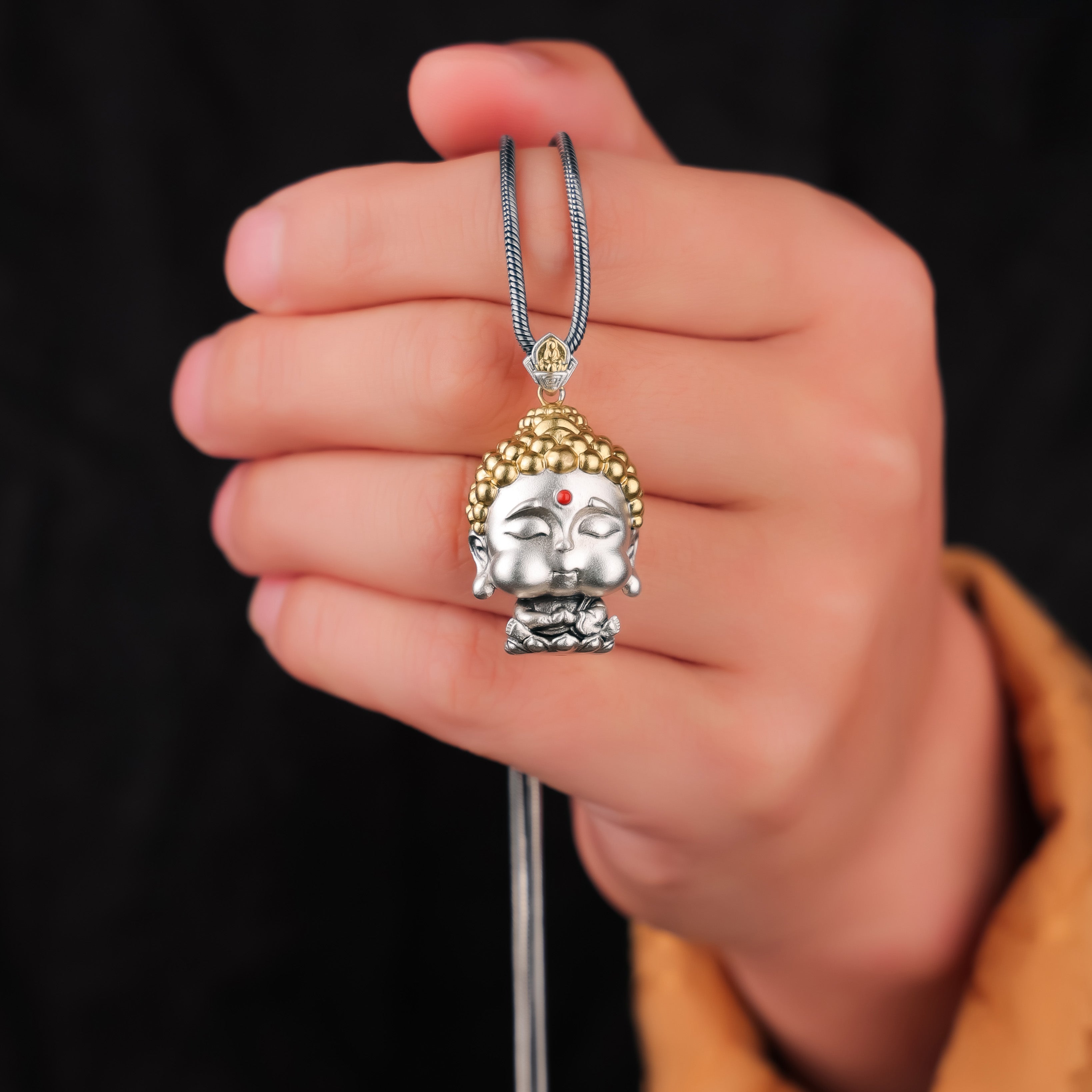 06#  Deep-Serenity | Tranquility Hand-Sculpted Amitabha Buddha Pendant