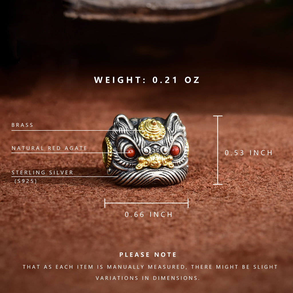 Lucky Lion Charm｜925 Silver & Copper Inlay