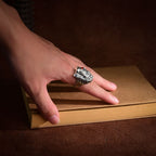 Hand-Forged Guardian Spirit Ring - Sterling Silver with Copper Inlay & Nanhong Gemstone