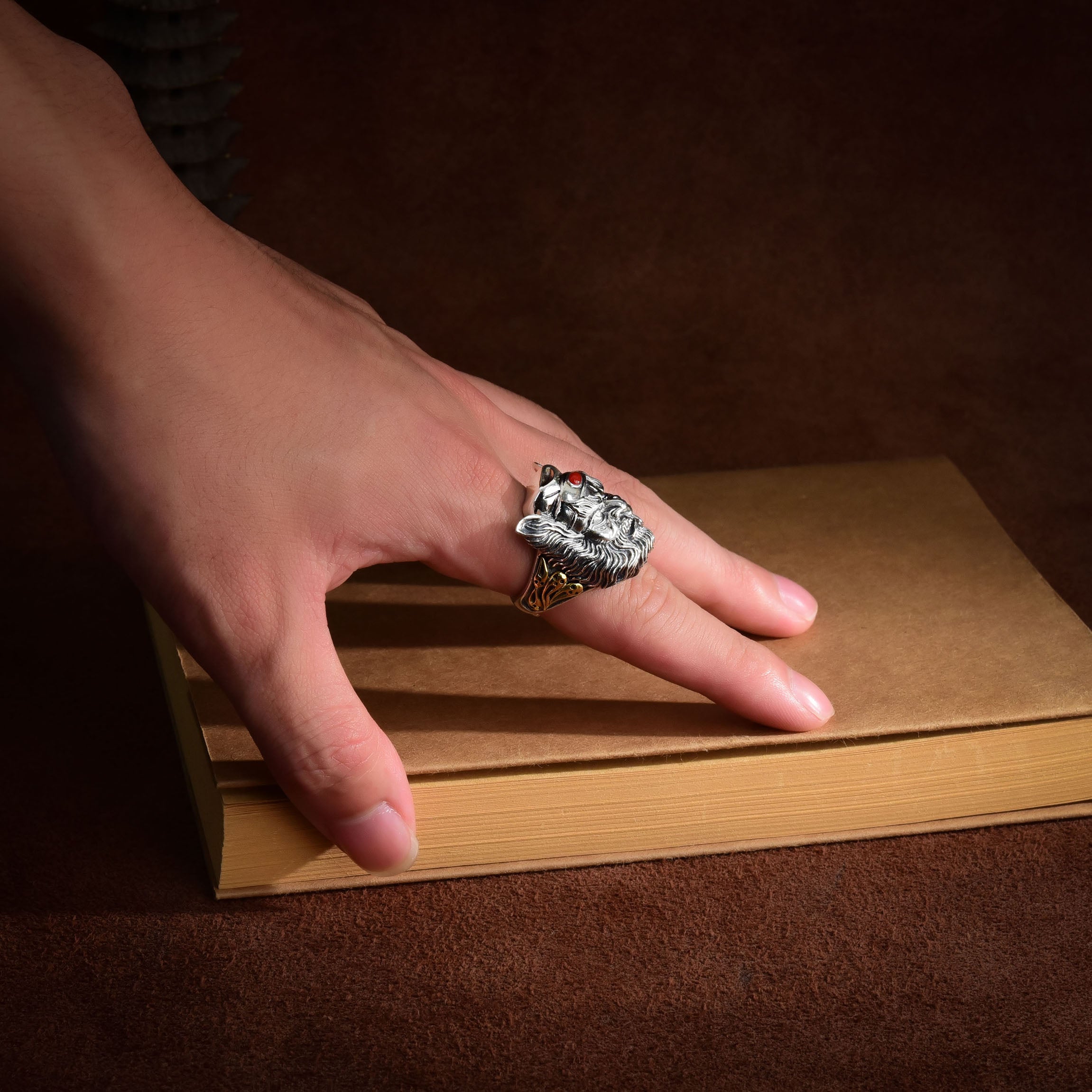 Hand-Forged Guardian Spirit Ring - Sterling Silver with Copper Inlay & Nanhong Gemstone