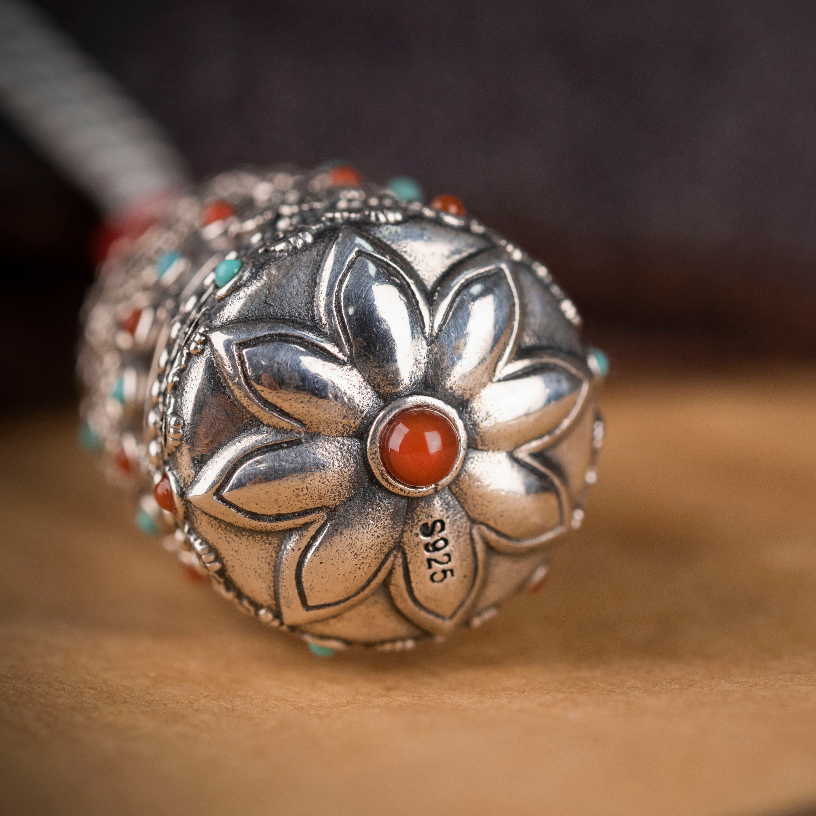 Multi-Treasure Vajra Pendant with Concealed Cinnabar Buddha