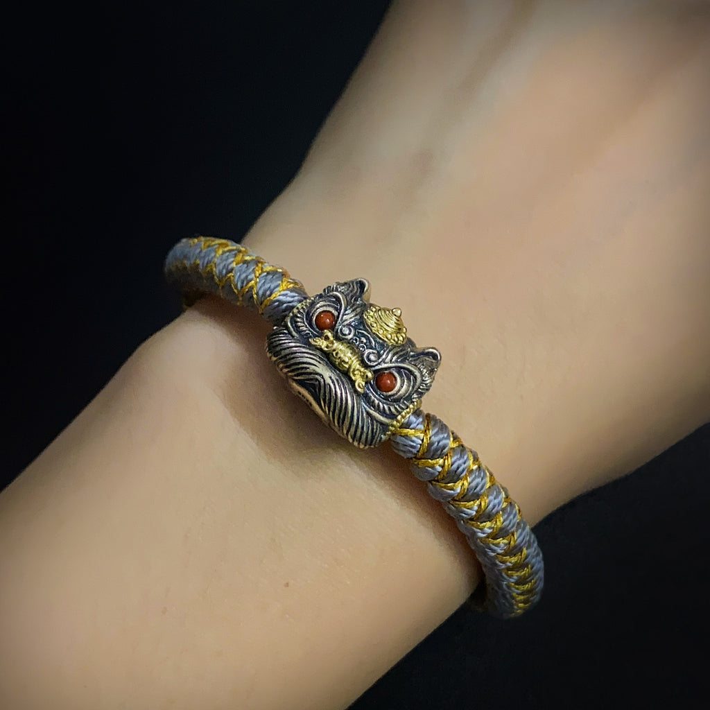 Lucky Lion Charm｜925 Silver & Copper Inlay