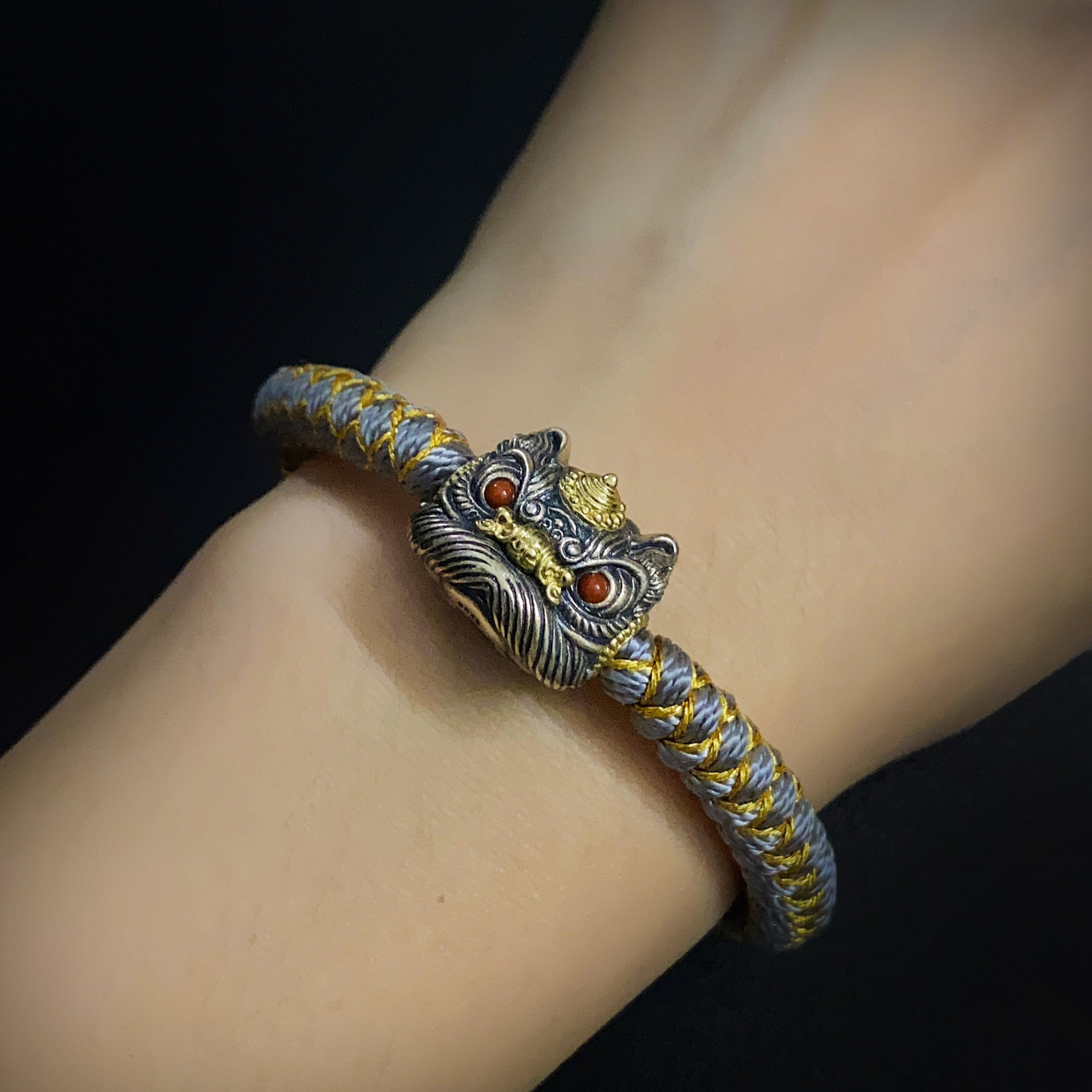 Lucky Lion Charm｜925 Silver & Copper Inlay