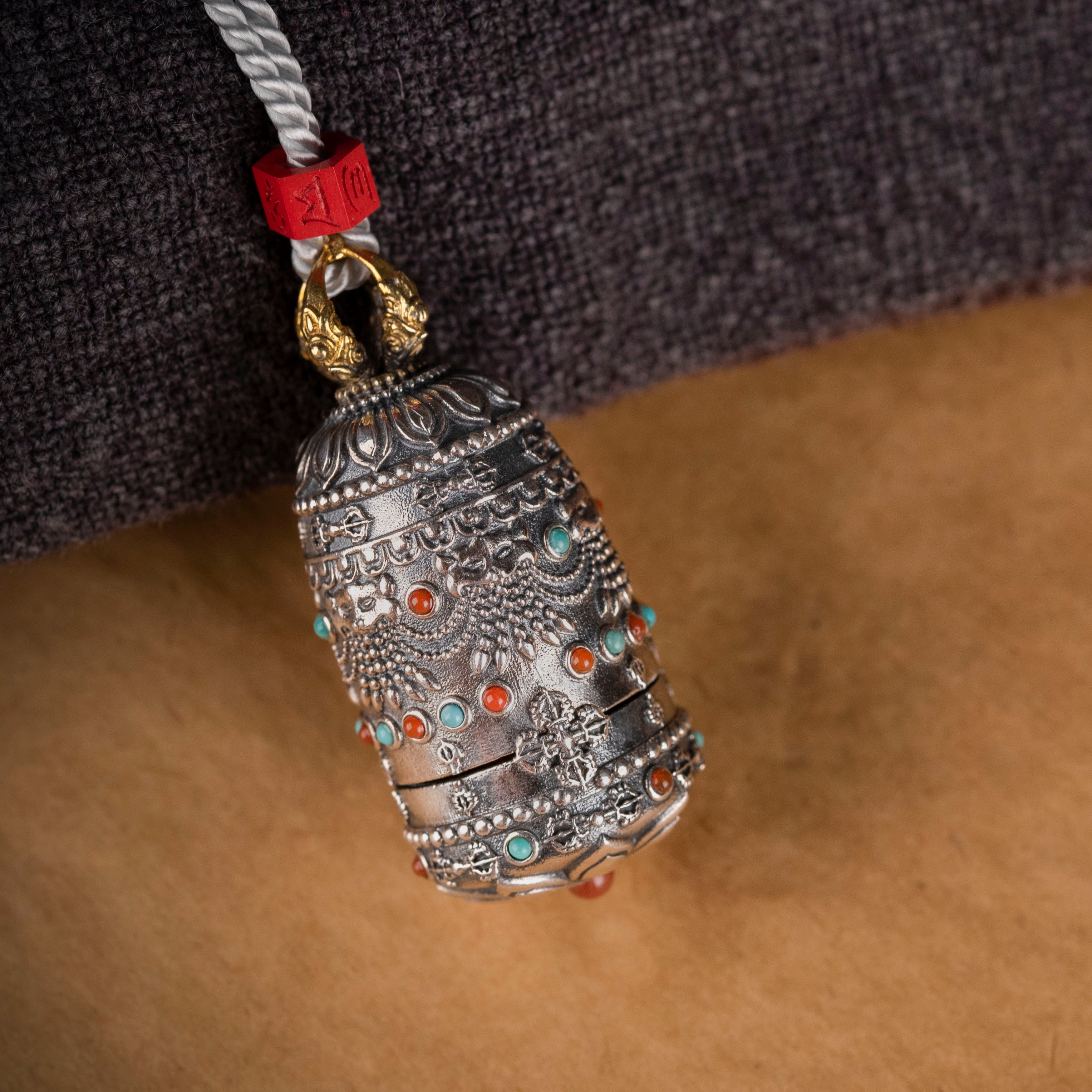 Multi-Treasure Vajra Pendant with Concealed Cinnabar Buddha