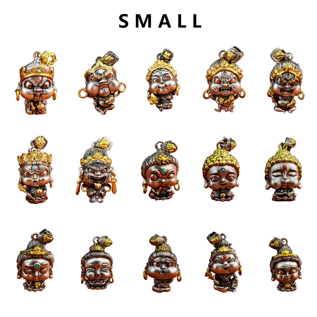 【Small】15 Mini Auspicious Buddha Pendants in Sterling Silver (Smaller Version of Our Bestsellers)