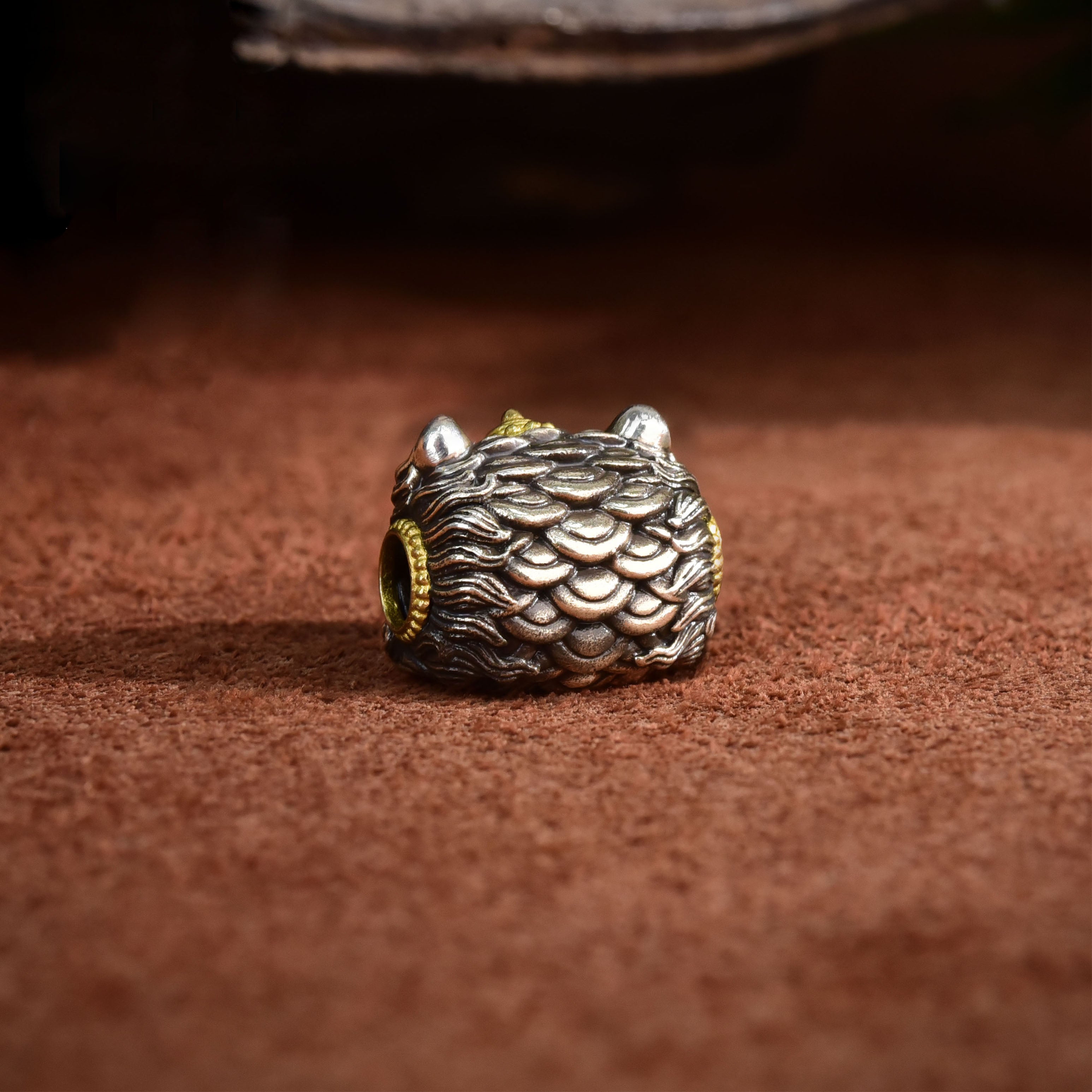 Lucky Lion Charm｜925 Silver & Copper Inlay