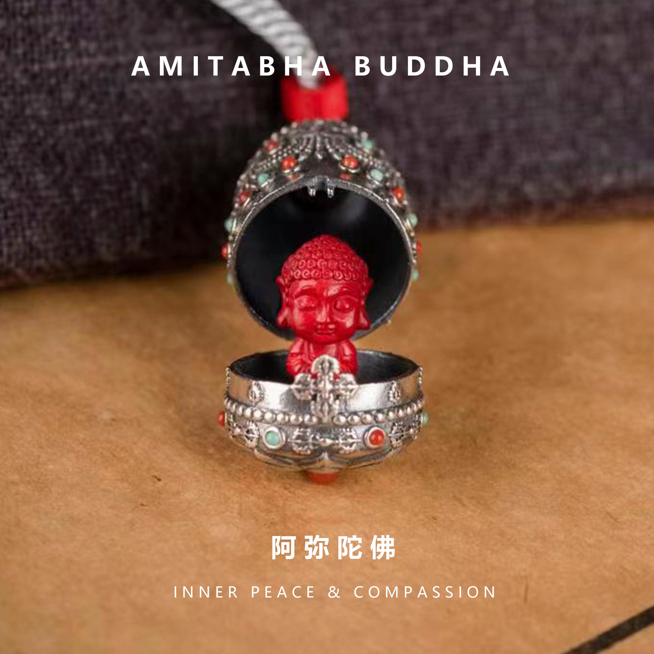 Multi-Treasure Vajra Pendant with Concealed Cinnabar Buddha