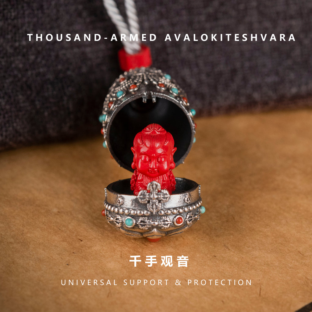 Multi-Treasure Vajra Pendant with Concealed Cinnabar Buddha
