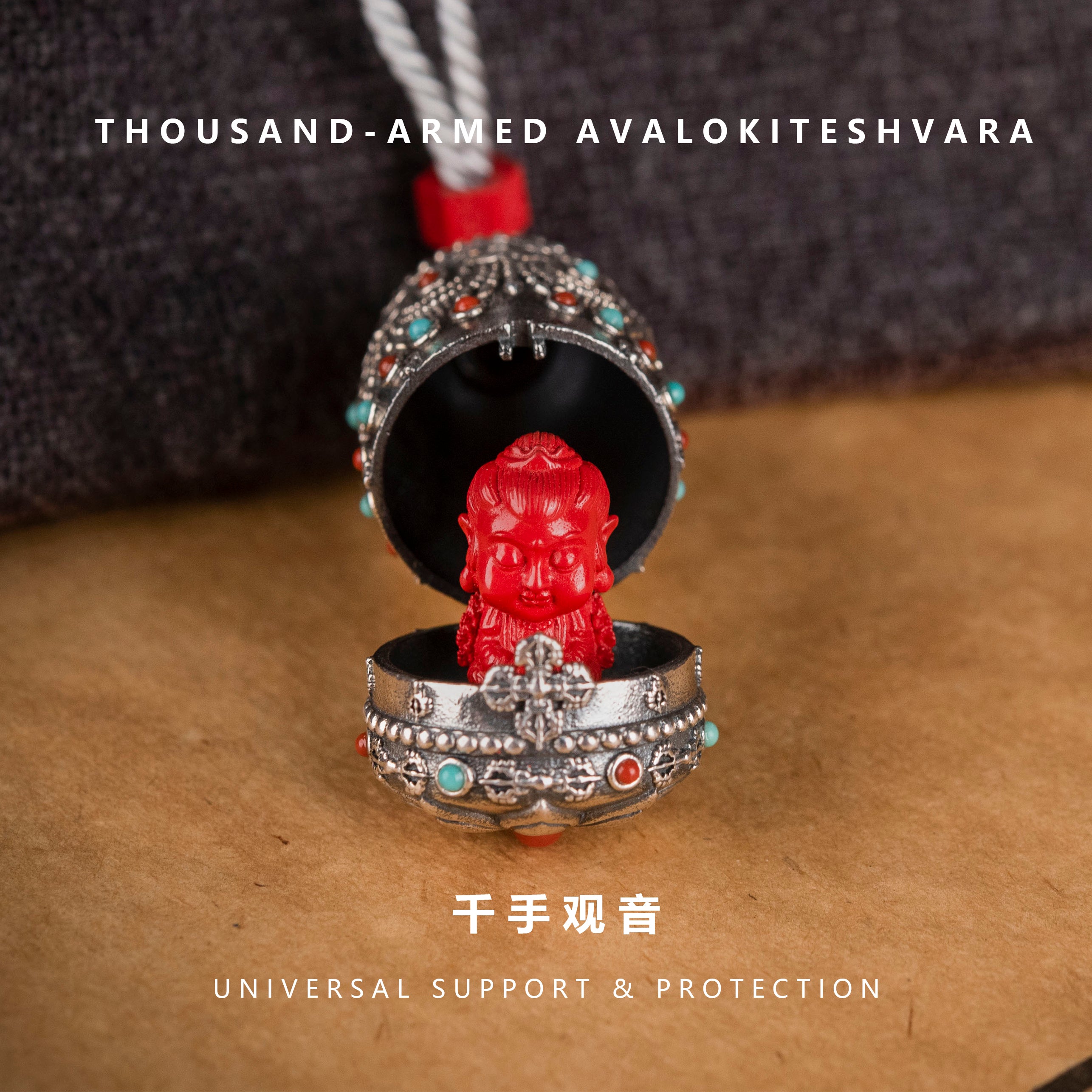 Multi-Treasure Vajra Pendant with Concealed Cinnabar Buddha