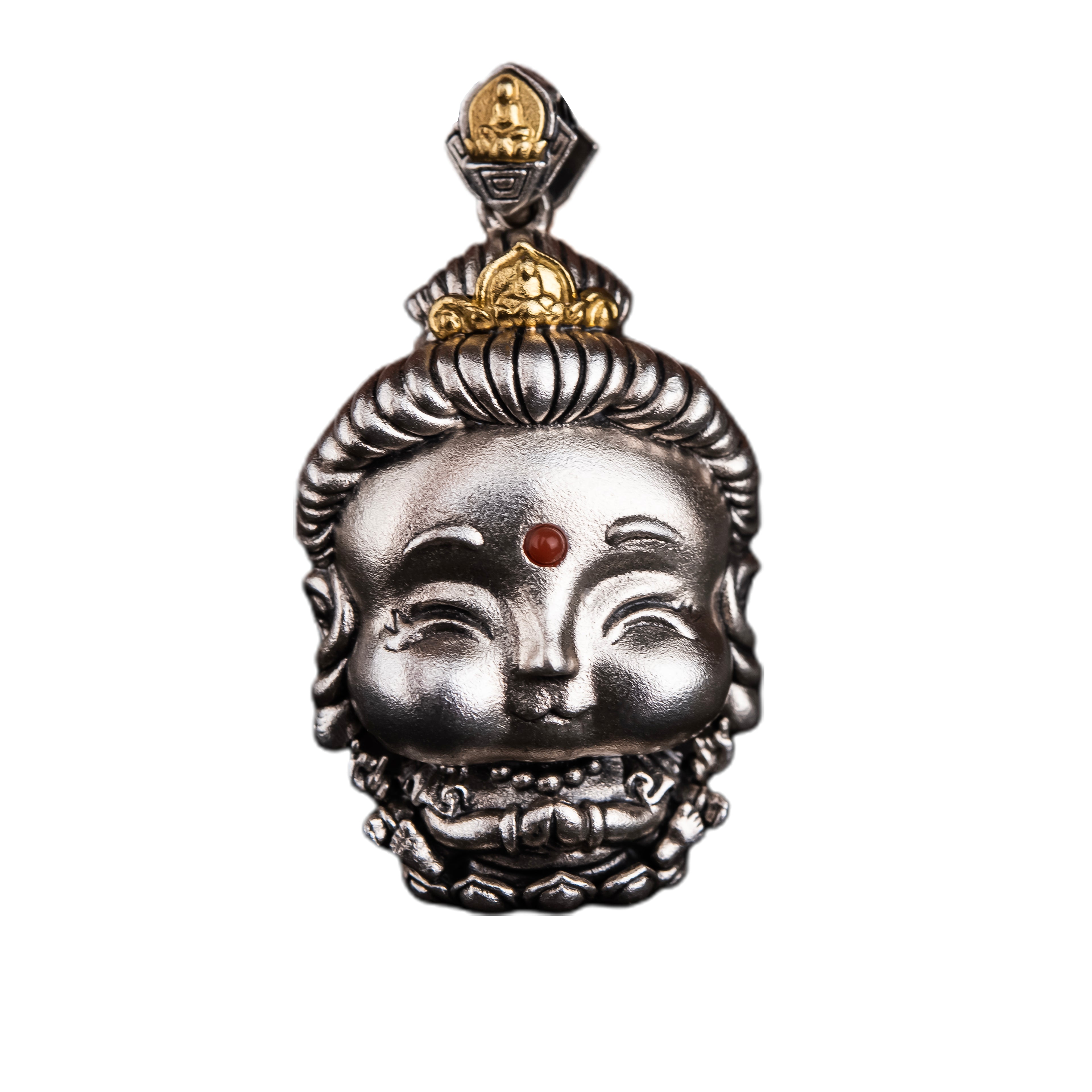 01#   Grace in Many Hands | Artisan-Crafted Thousand-Armed Guanyin Pendant with Copper Inlay